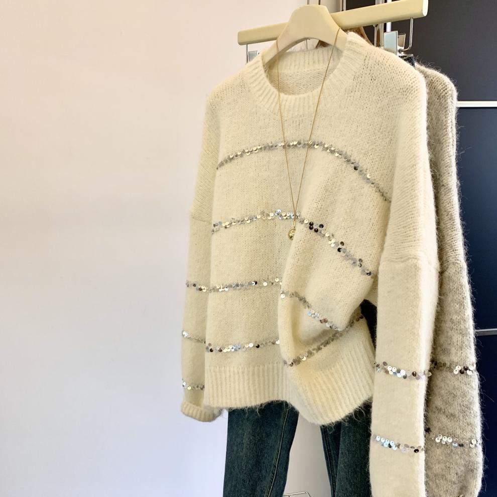 【tops】スパンコールニットセーター　M29252