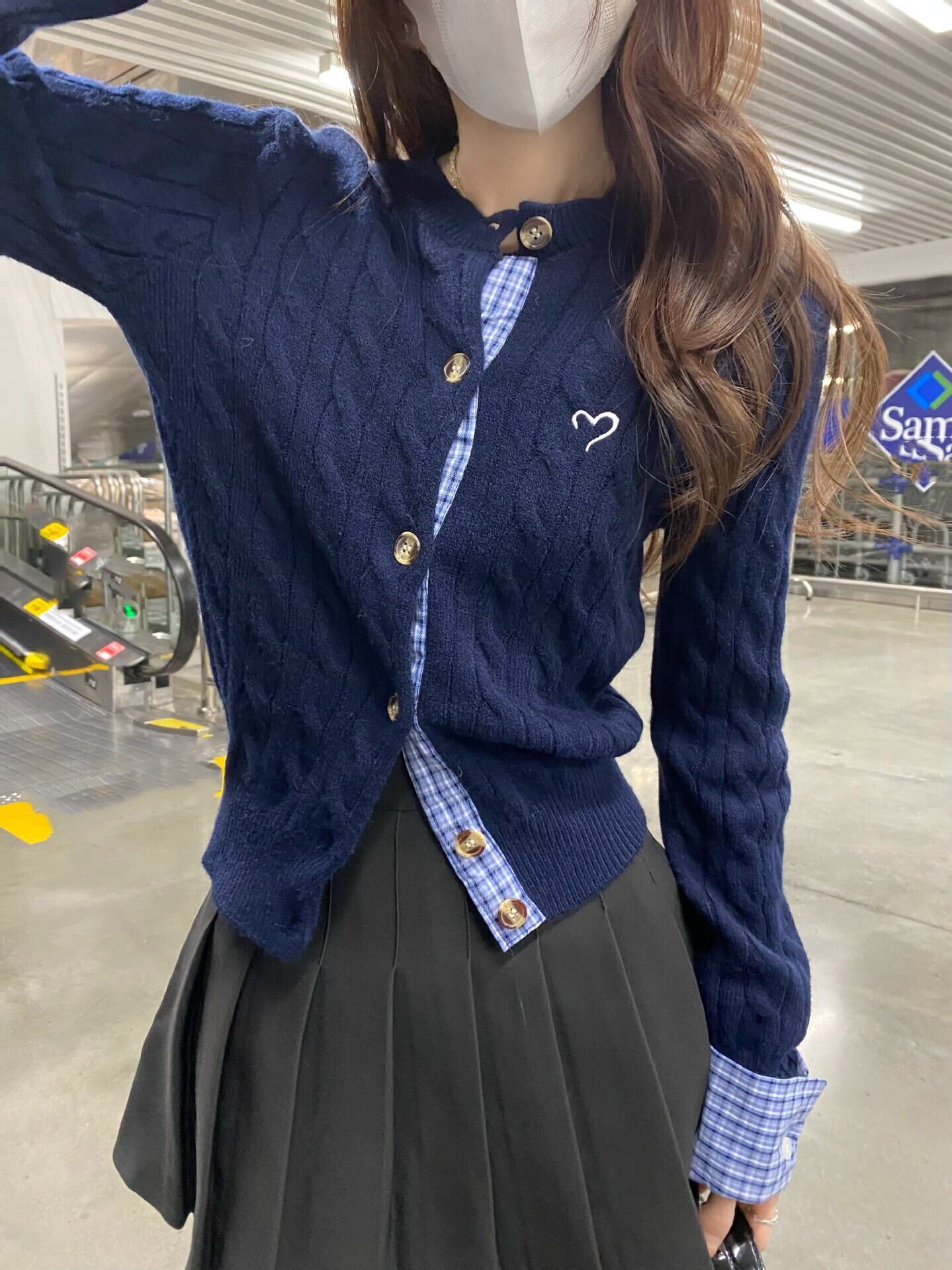 【outer】切り替えニットカーデ　M28383