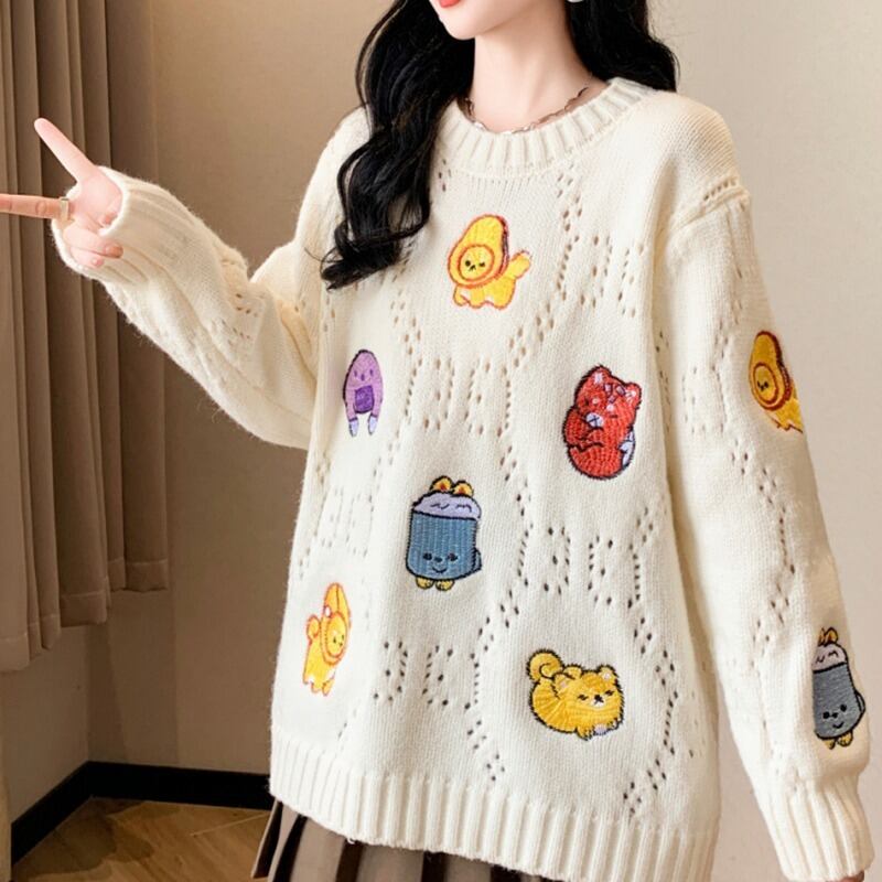 【tops】カートゥーンニットセーター　M19175