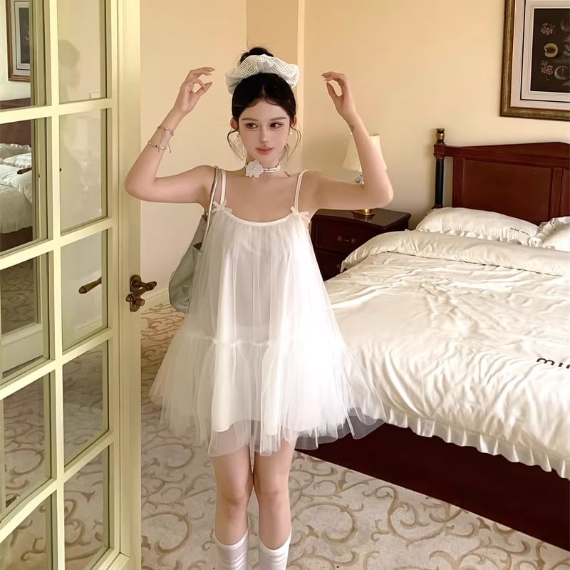 【dress】チュールミニキャミワンピース Q8346