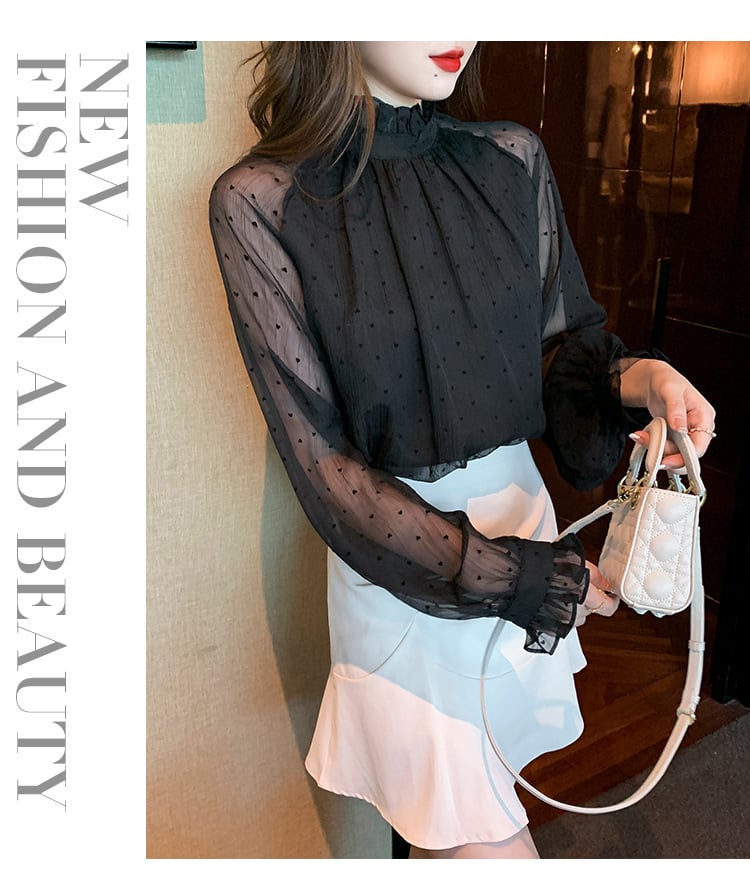 【tops】チュールコンビシャツトップス　M28709