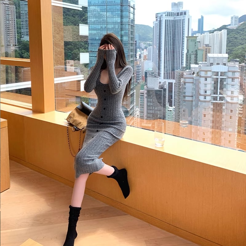 【dress】ニットワンピース Q7355