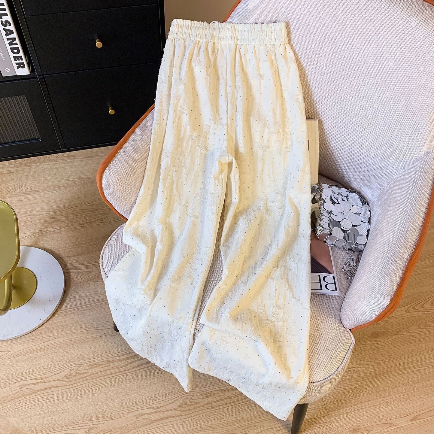 【bottoms】キラキラダメージガウチョパンツF7488