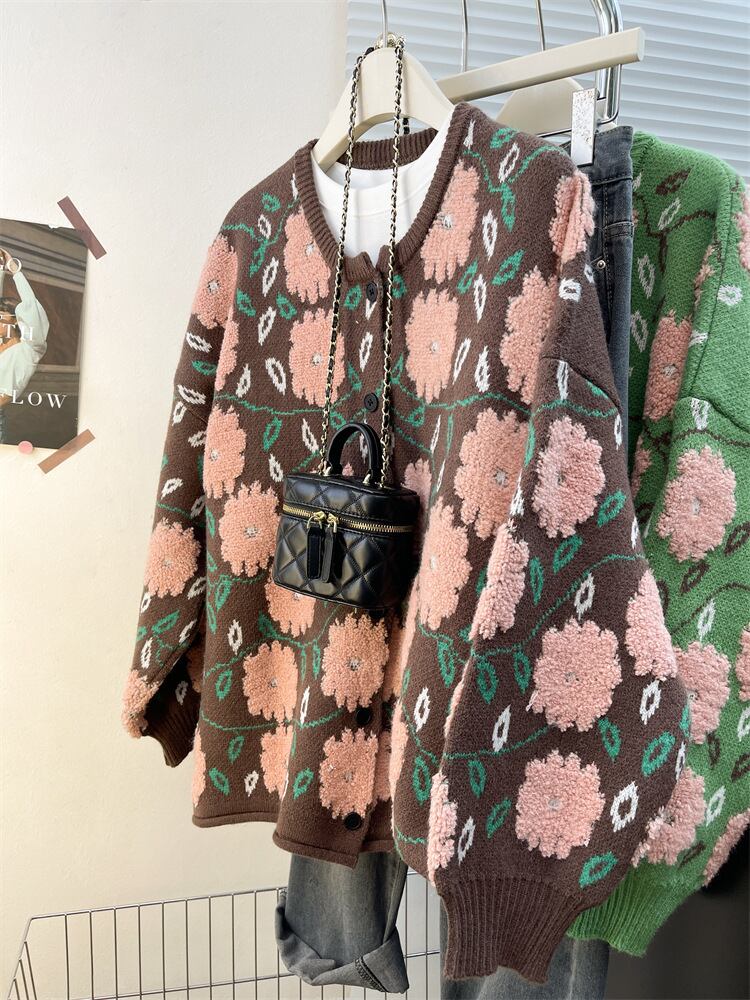 【outer】ジャカードニットカーデ　M28934