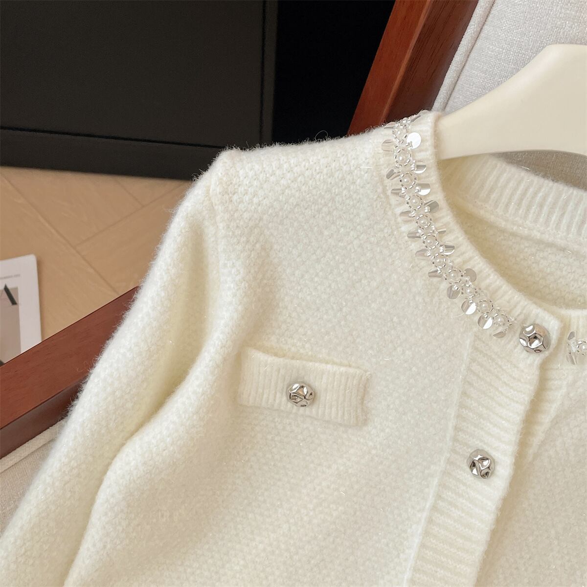 【outer】スパンコールニットカーデ　M29216