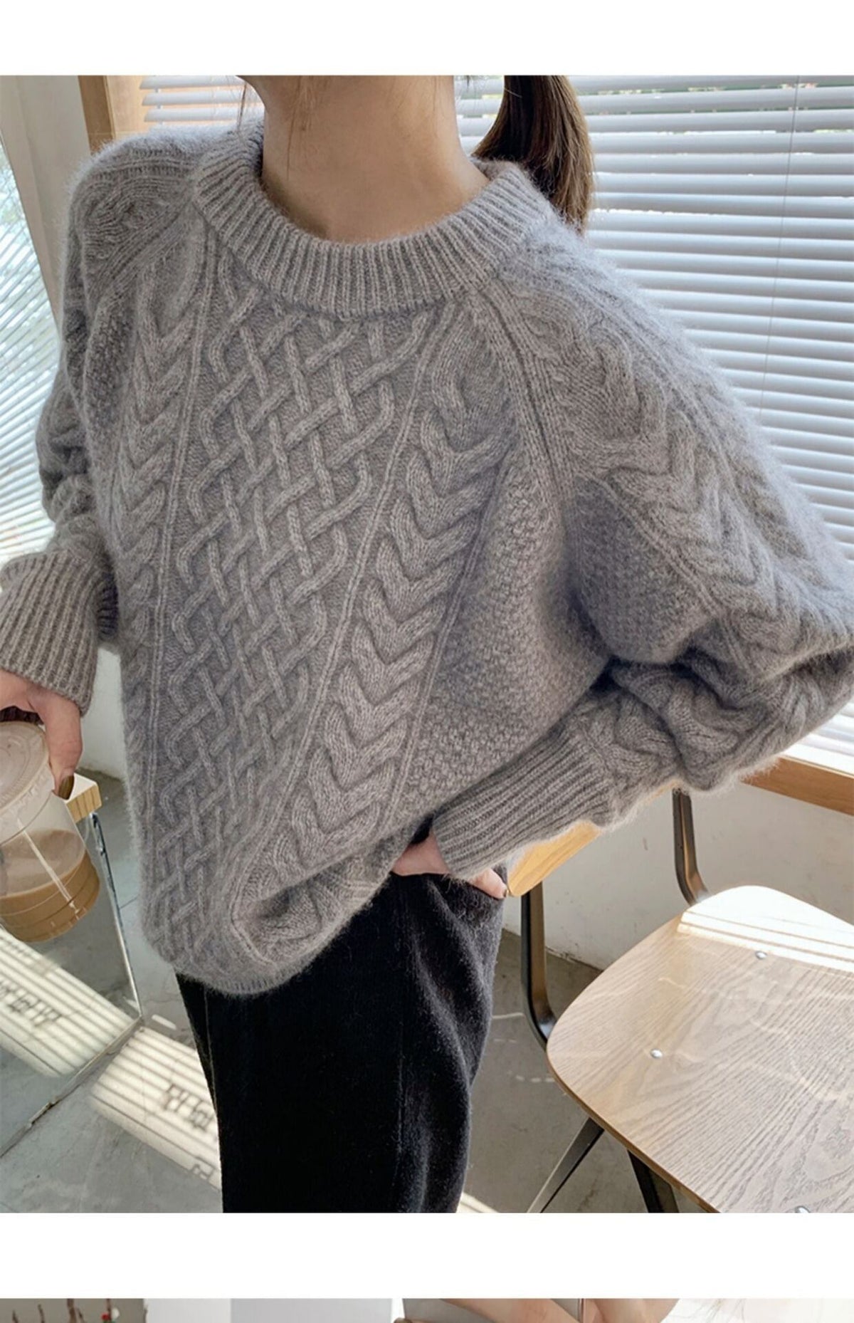 【tops】クルーネックニットセーター　M19168