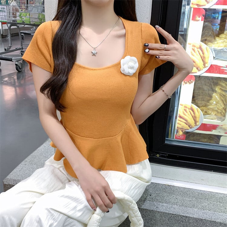 【tops】立体フラワーニットトップス　M24585