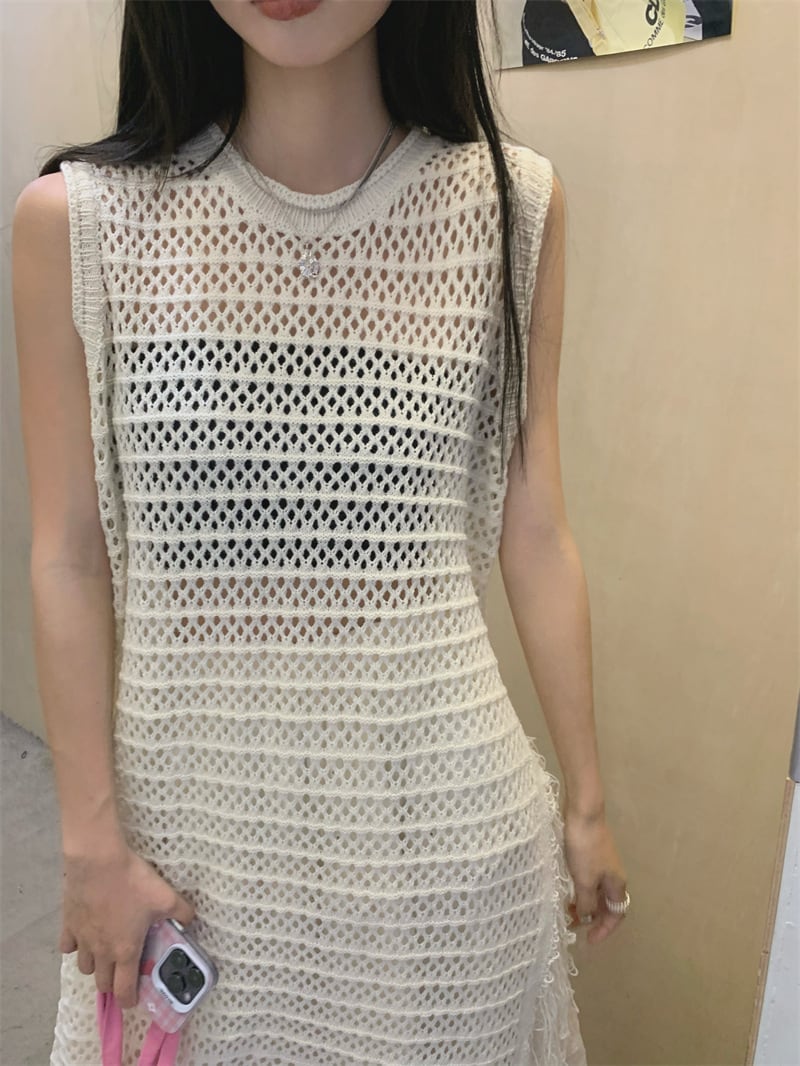 【dress】カットワークフリンジワンピース　M24756