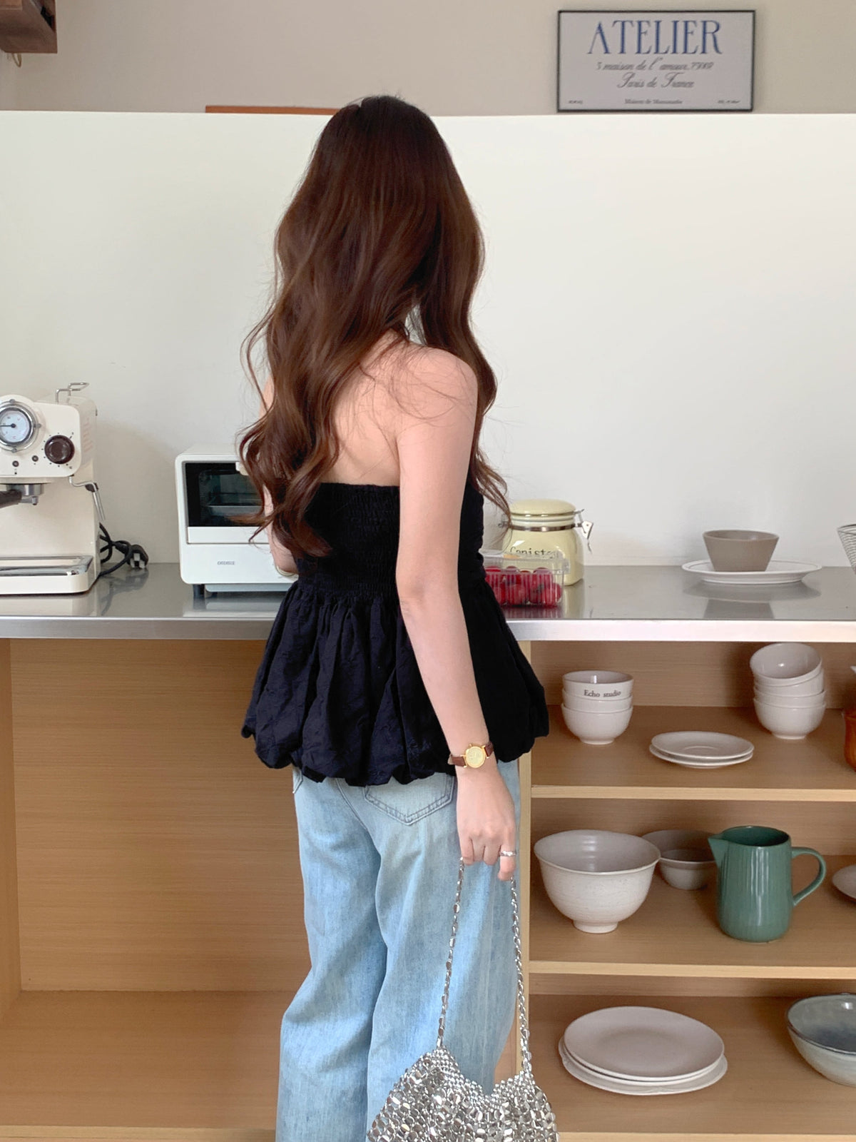 【tops】リボンプリントベアトップ　M24485
