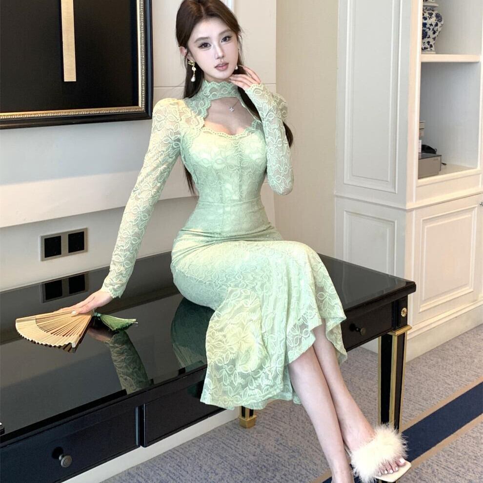 【dress】レースマーメイドワンピース　M28252