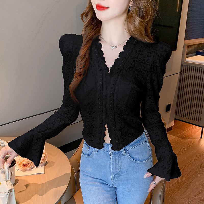 【tops】Vネックレーストップス　M27417