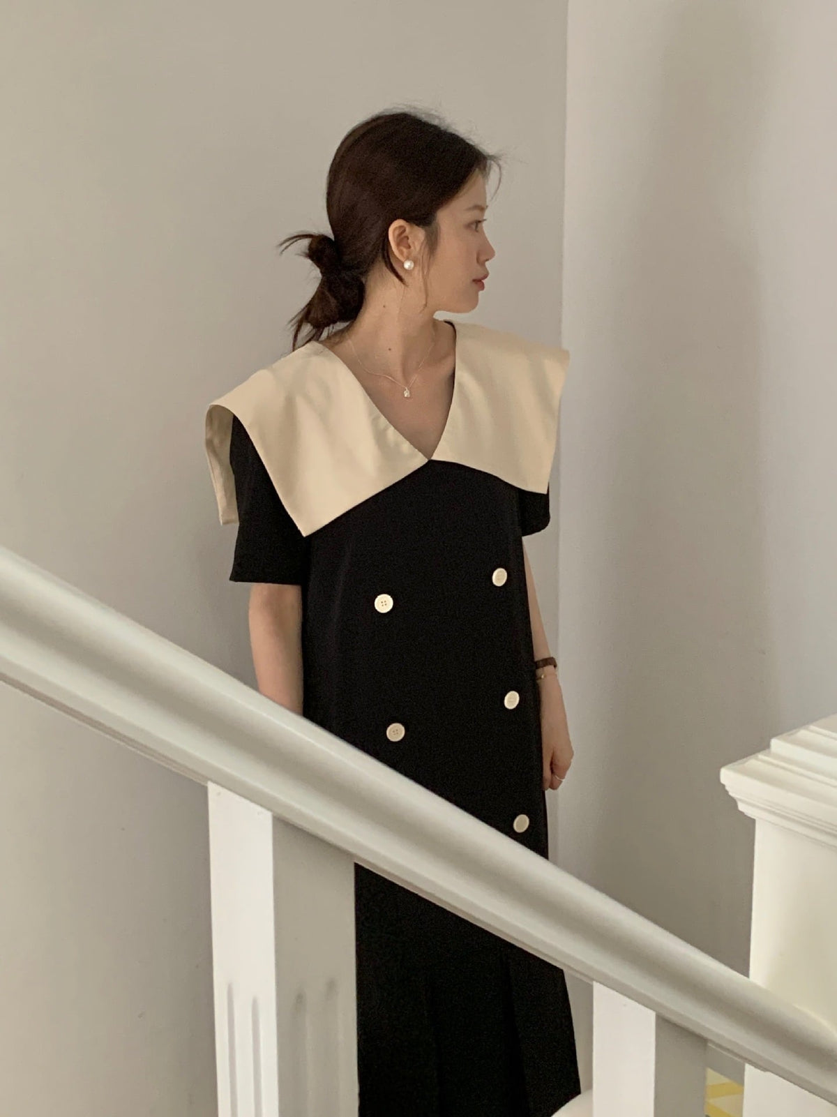 【dress】フリルダブルボタンワンピース　M24745
