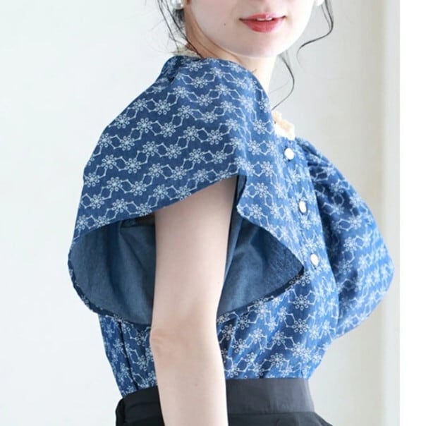【tops】デニムプリントトップス　M30192