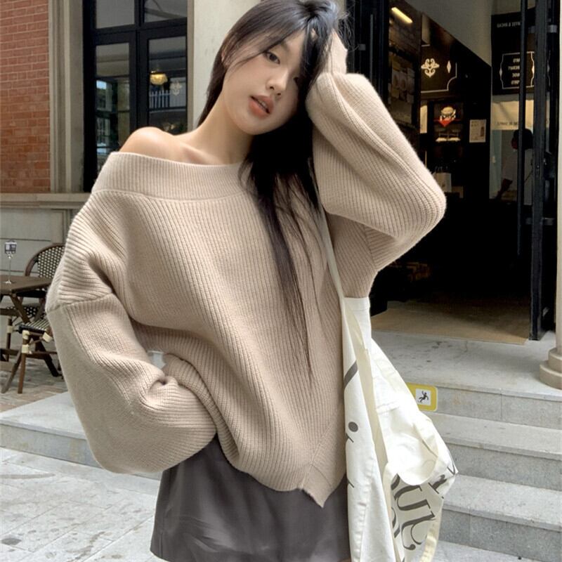 【tops】オフショルダーニットセーター　M27667