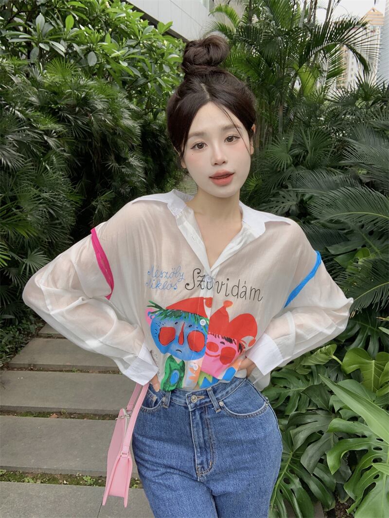 【tops】プリント薄手ブラウスG20368