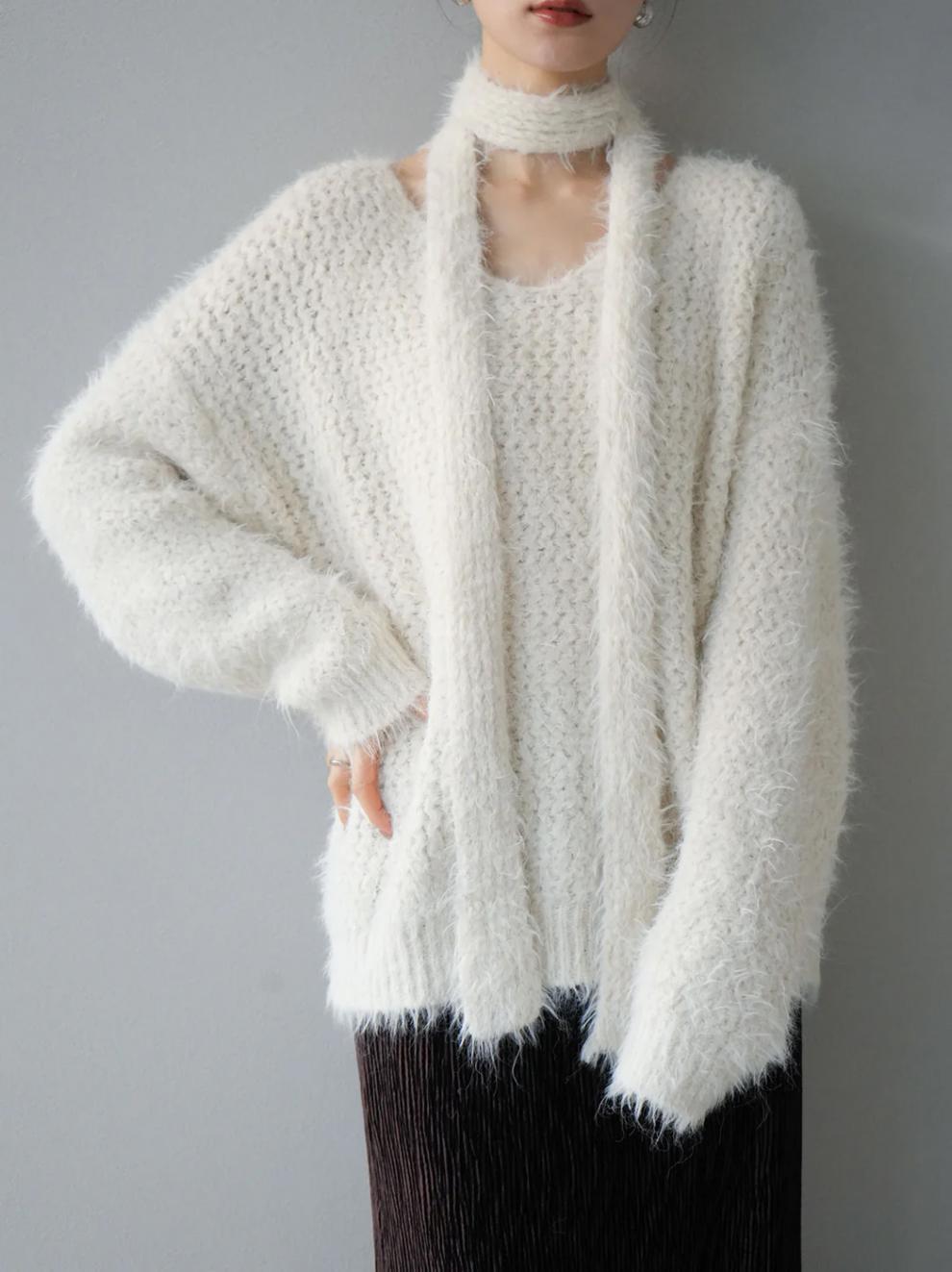 【tops】Vネックチョーカー付ニットセーター　M17997