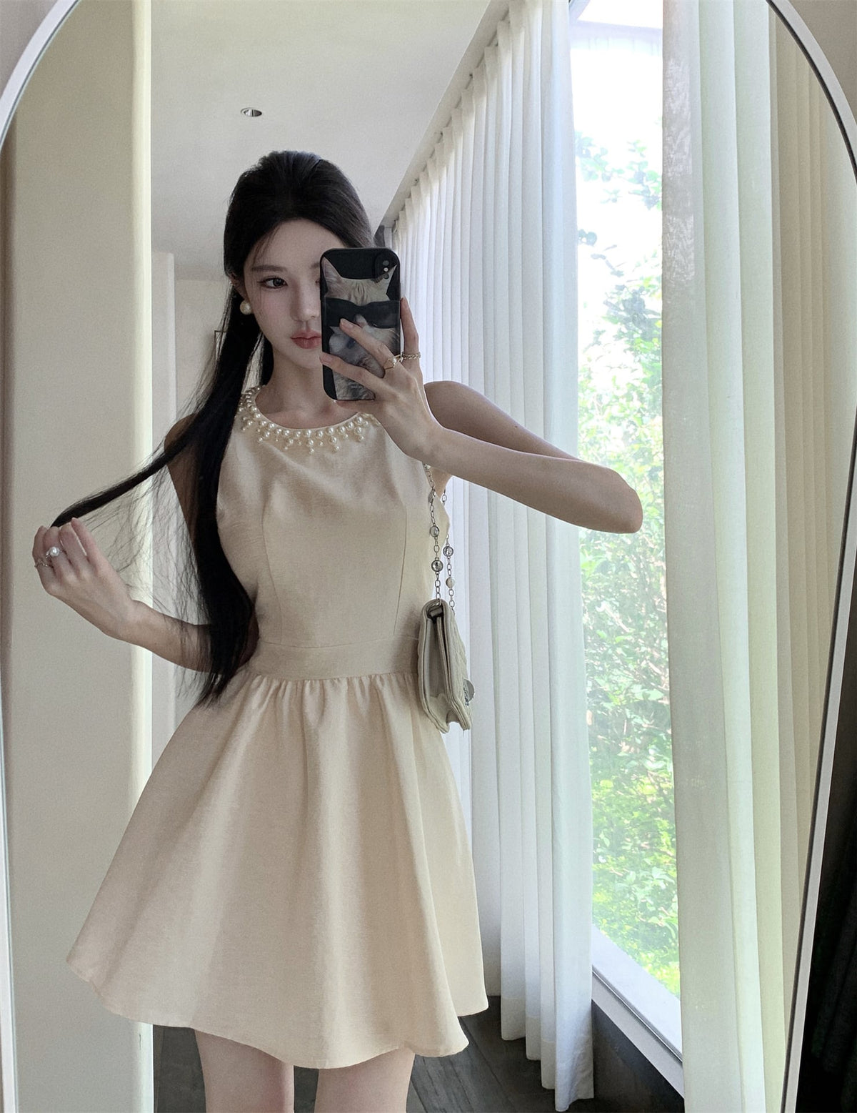 【dress】ノースリーブパールワンピース　M24545