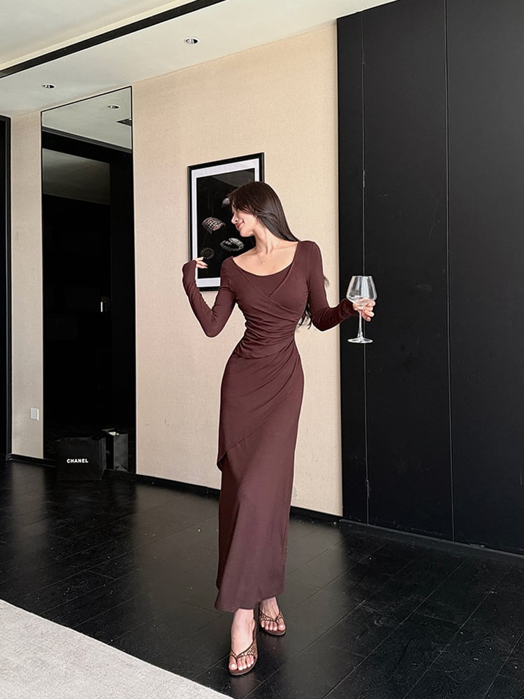 【dress】クロスデザインロングワンピース Q6908