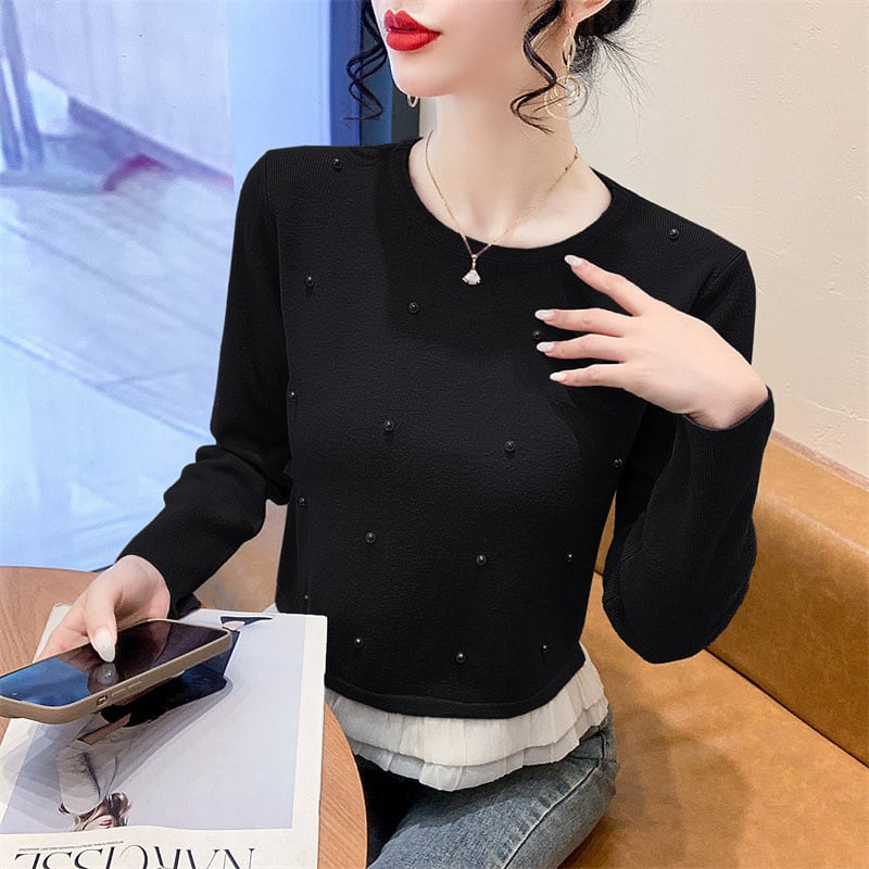 【tops】パールドッキングニットトップス　M28572