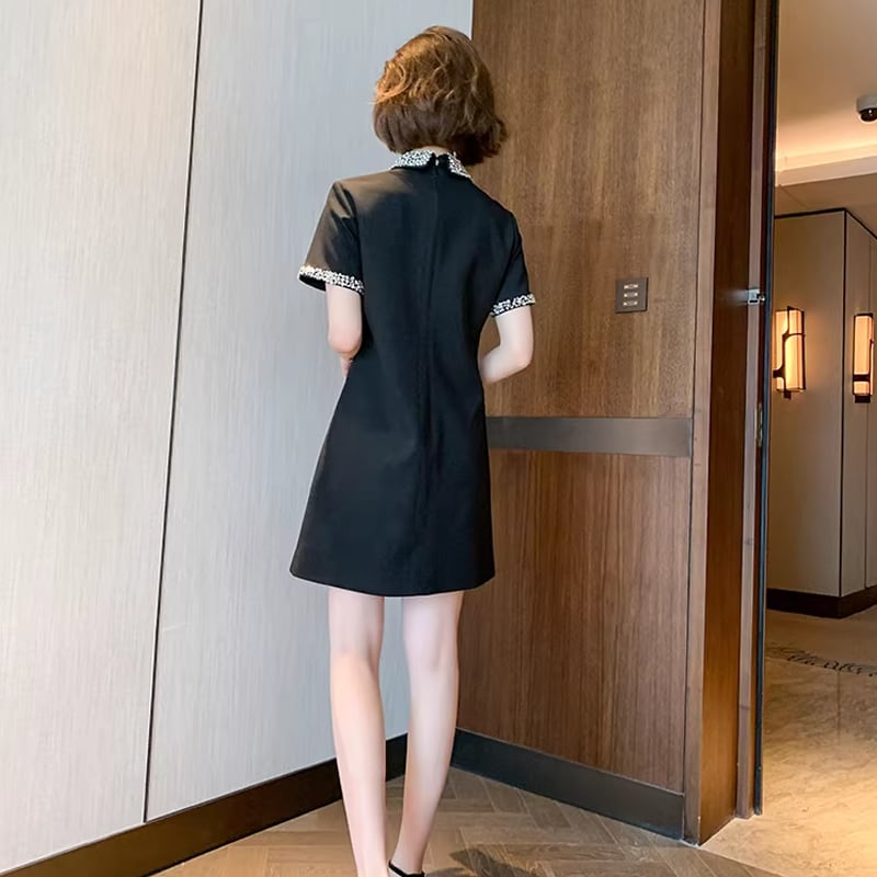 【dress】ラインストーン付きミニワンピース Q8435