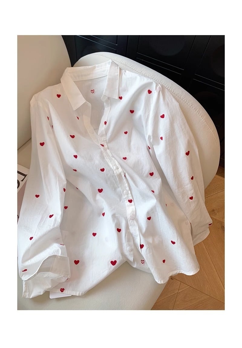 【tops】ハート柄シャツトップス　M29721