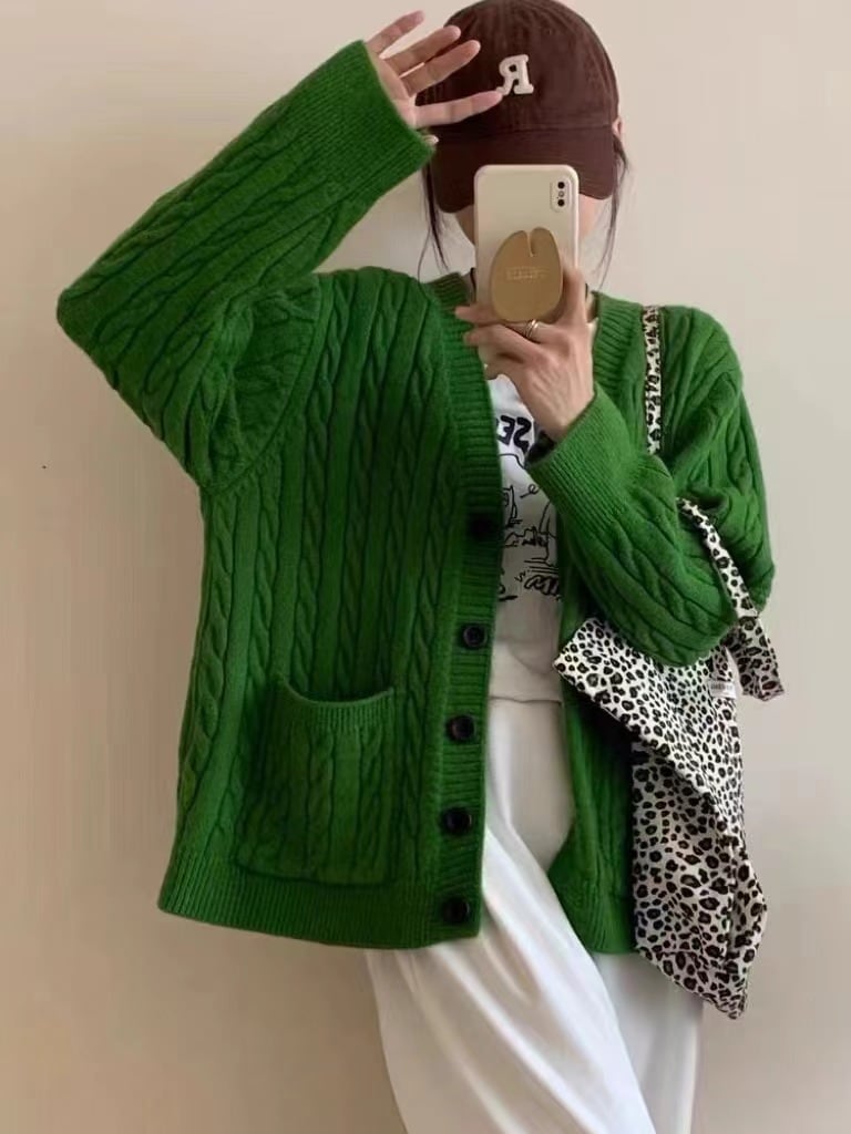 【outer】Vネックニットカーデ　M25949