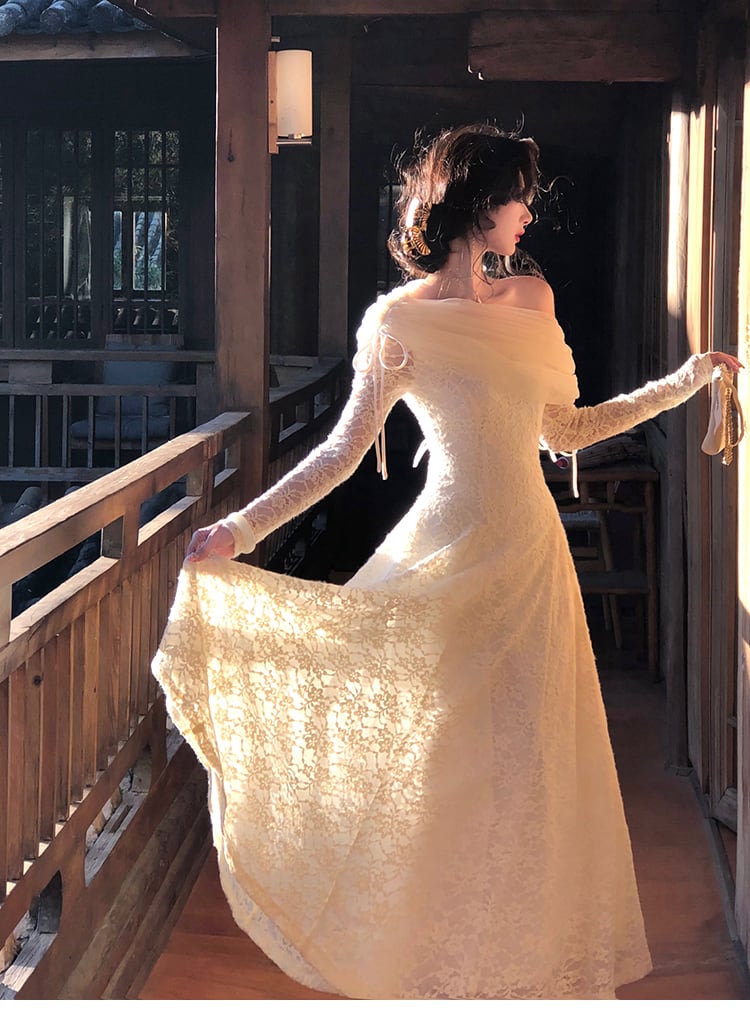 【dress】チュールドッキングレースワンピース　N3528