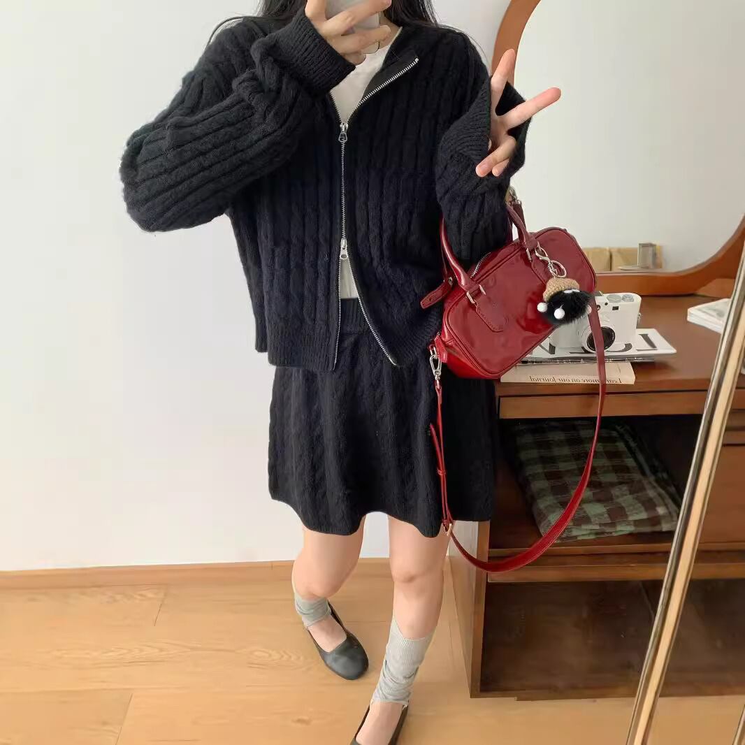 【set】ニットカーデ×スカートセット　M26890