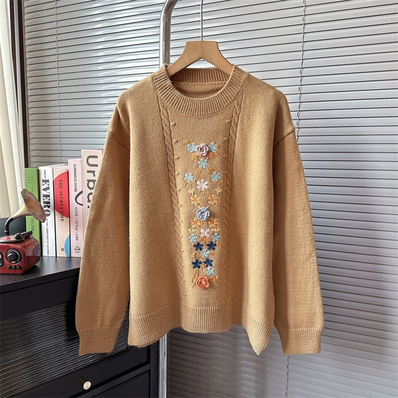 【tops】刺繍ニットセーター　M19101