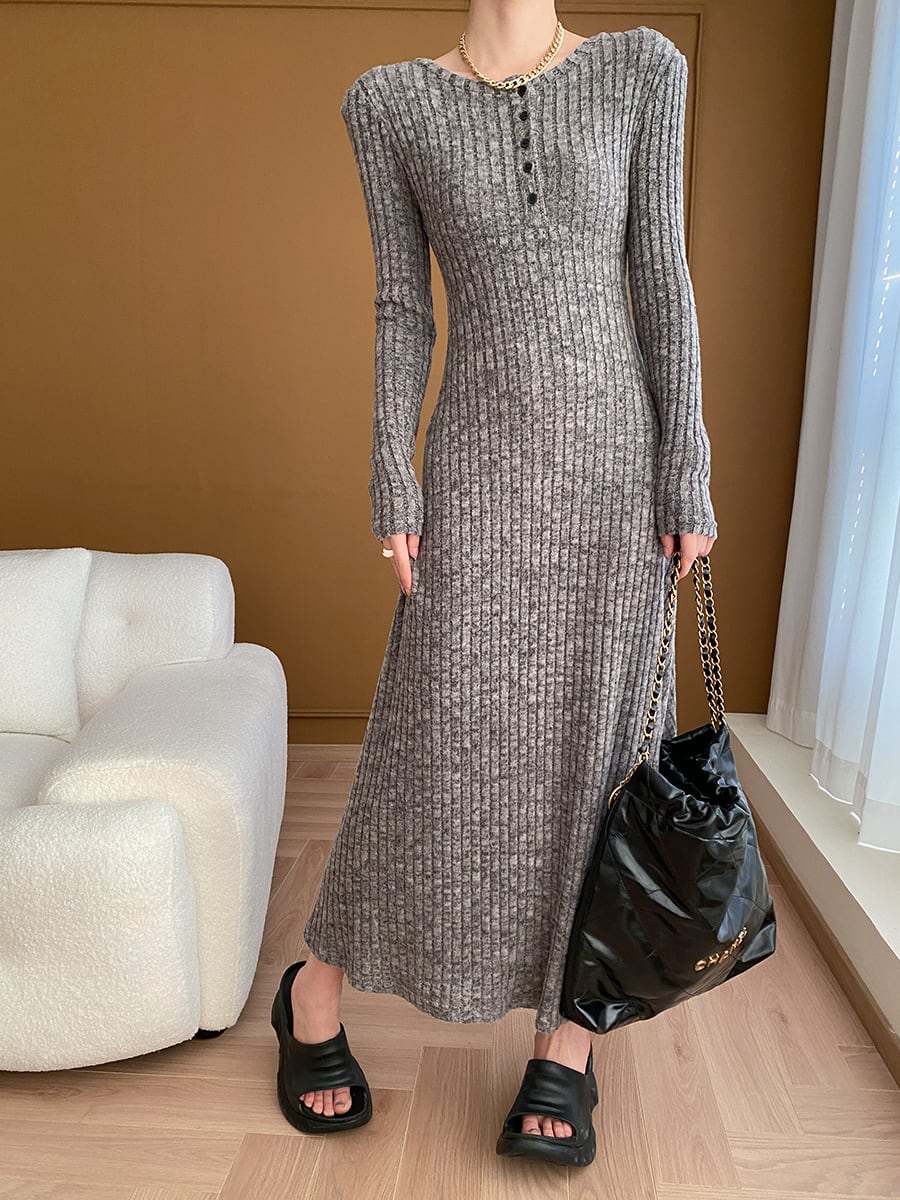 【dress】ロングニットワンピース Q7002