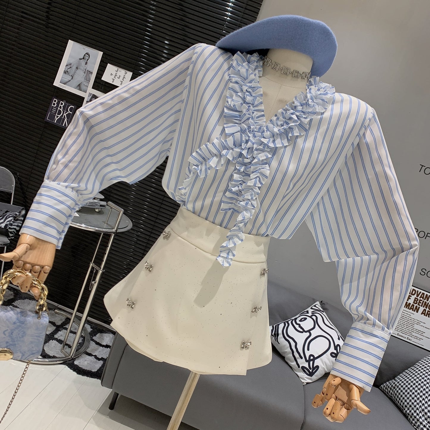 【tops】フリルシャツブラウス　M29981