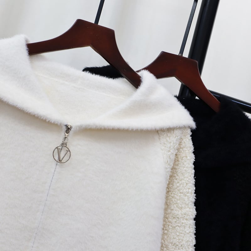 【outer】フード付きニットカーデ　M27633