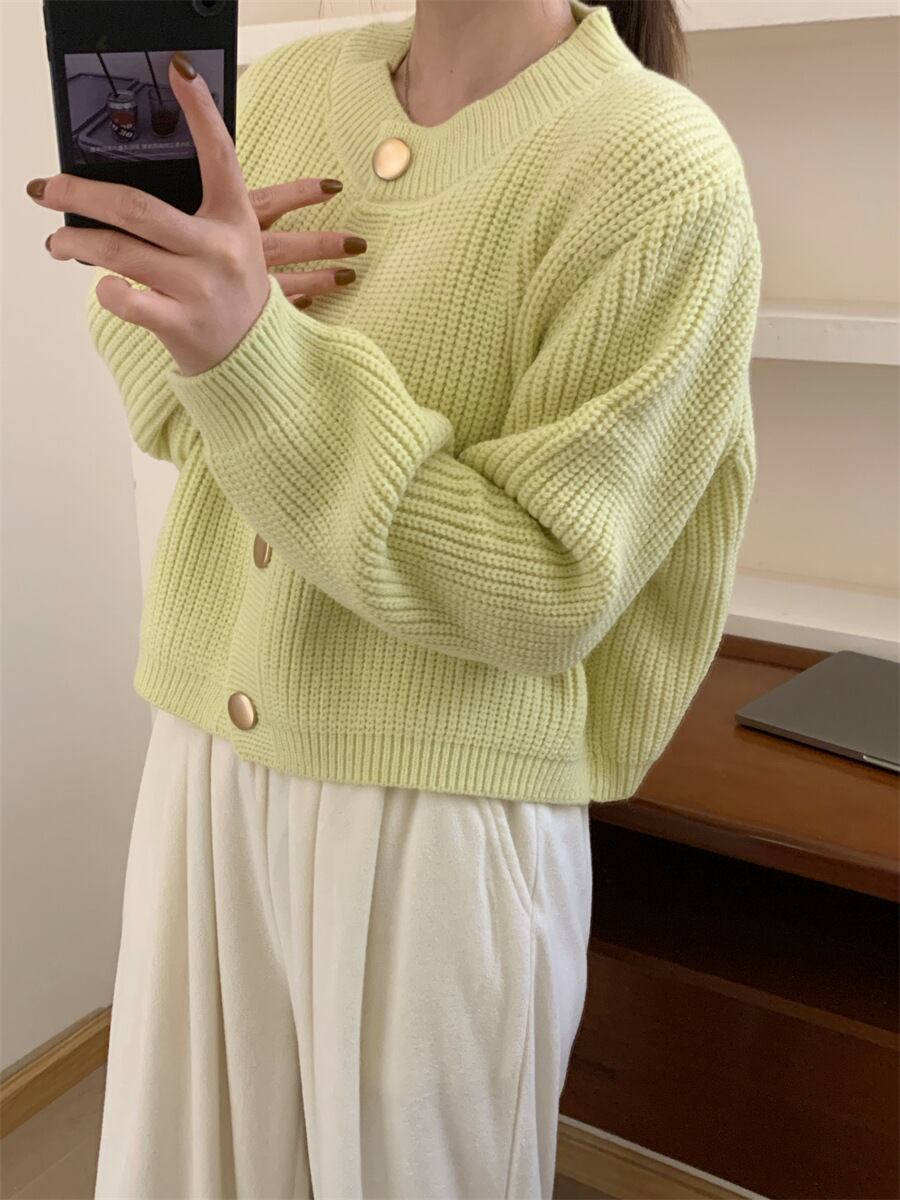 【outer】クルーネックニットカーデ　M18817
