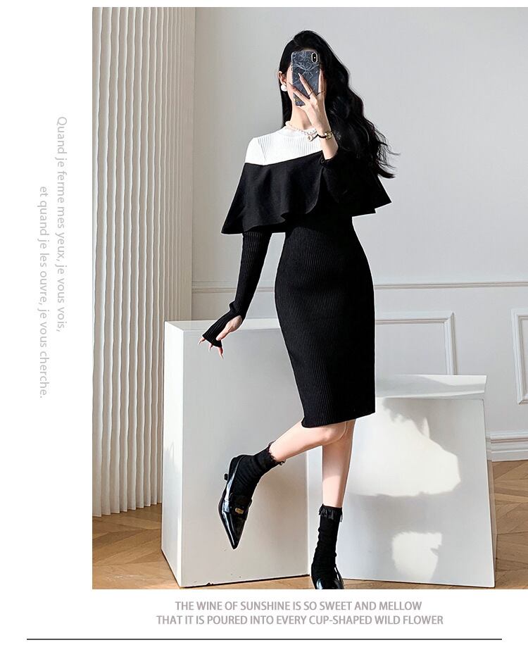 【dress】フリルニットワンピース　M19159