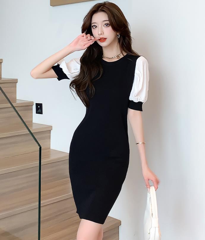 【dress】ラウンドネック切り替えワンピースF7284