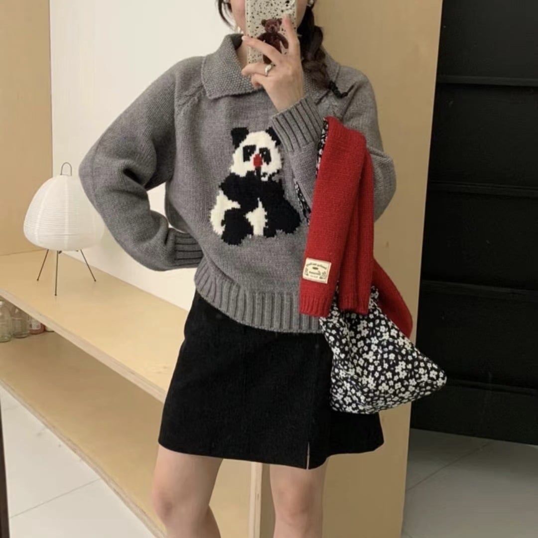 【tops】折り襟ニットセーター　M26283