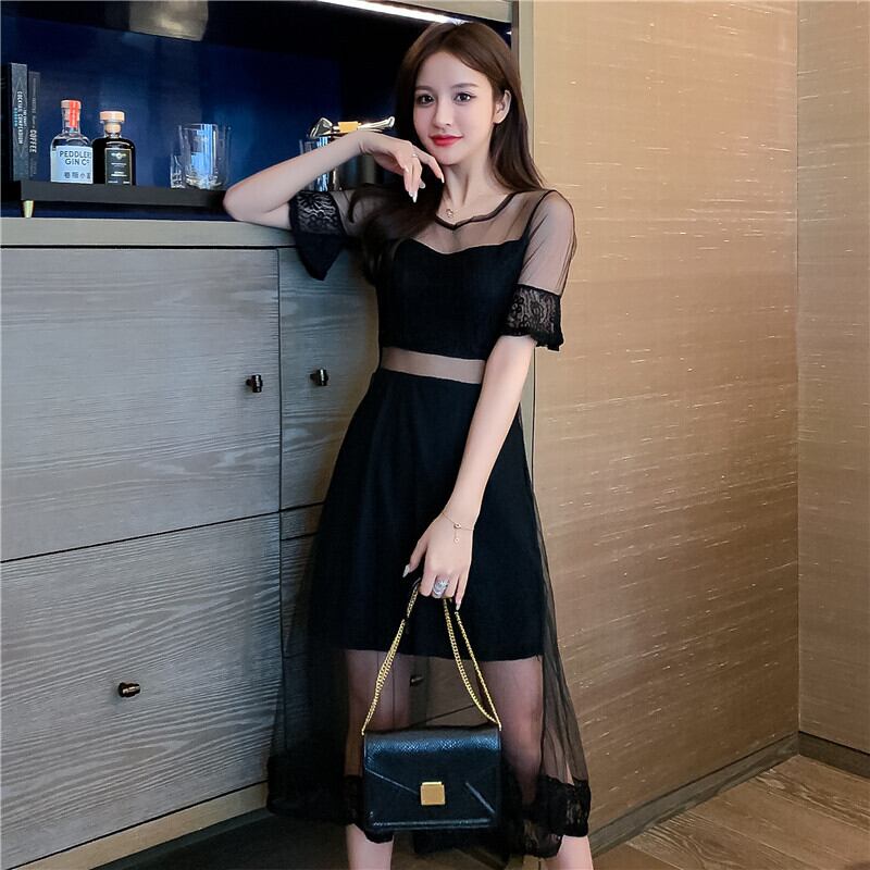 【dress】韓国風気質満点スウィート切り替え着痩せハイウエストワンピース G0271