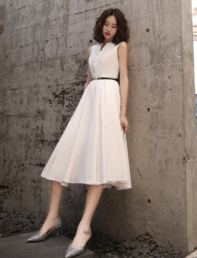 【dress】ノースリーブAラインフレアワンピース Q8438