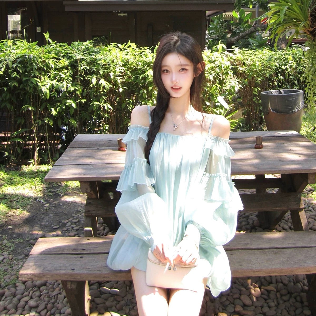 【dress】パフスリーブバルーンミニワンピース　N3581