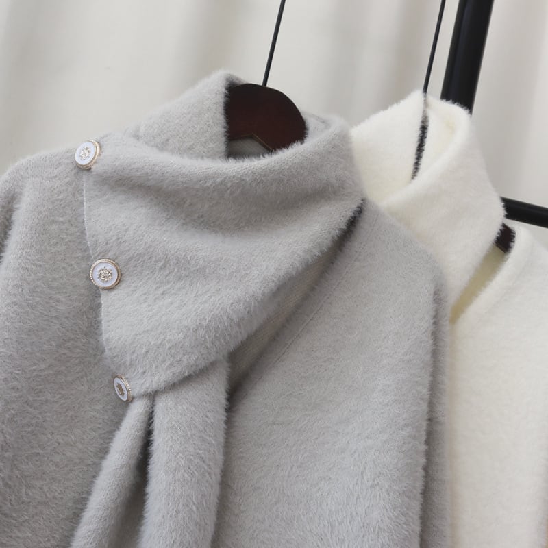 【outer】ニットアウターマフラー付き　M28084
