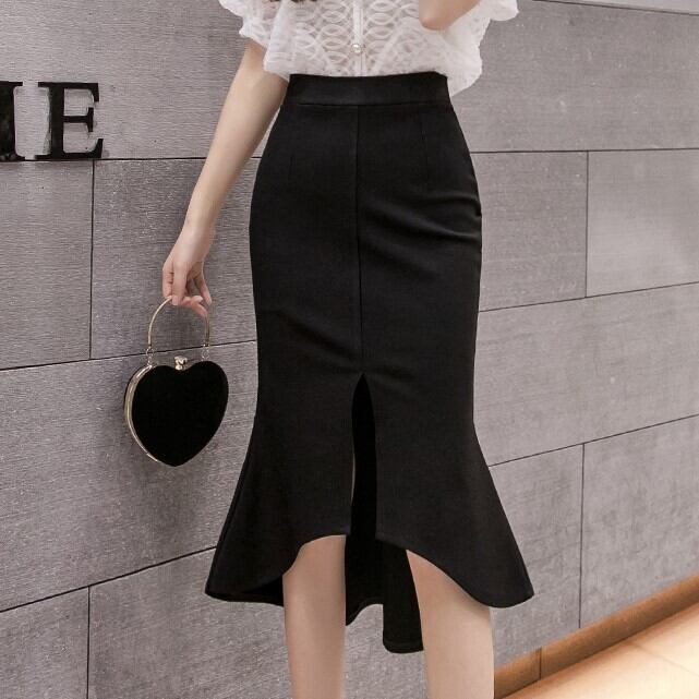 【bottoms】フリル気質満点スリットハイウエストマーメイドスカート G1274