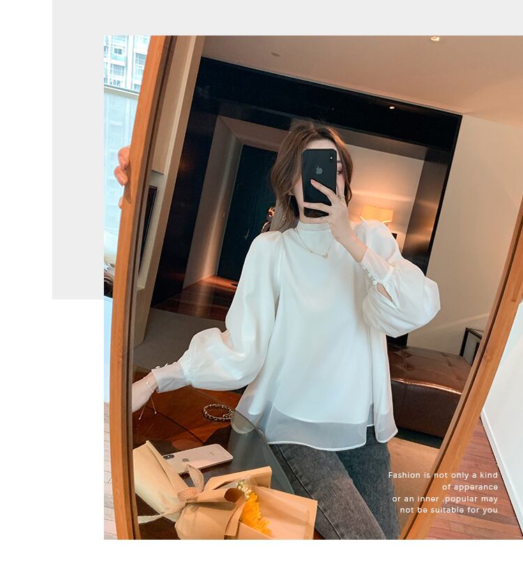 【tops】美人度アップ!ファッション韓国系スウィートシフォン長袖洋気シャツ G1480