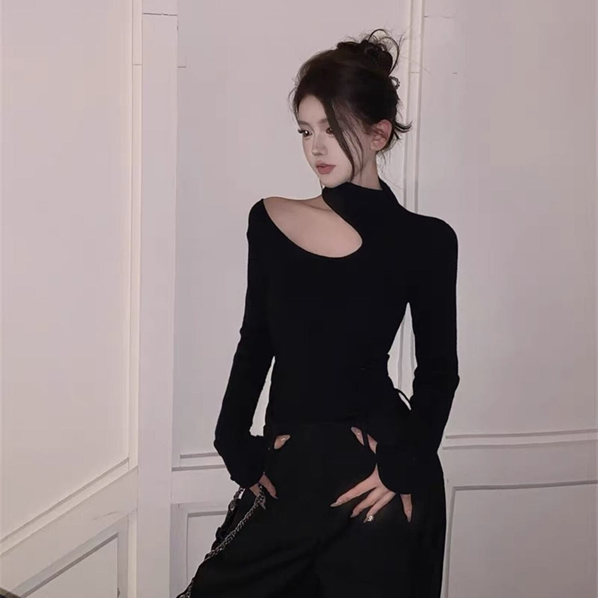 【tops】ポイントオープンニットトップス　N2930