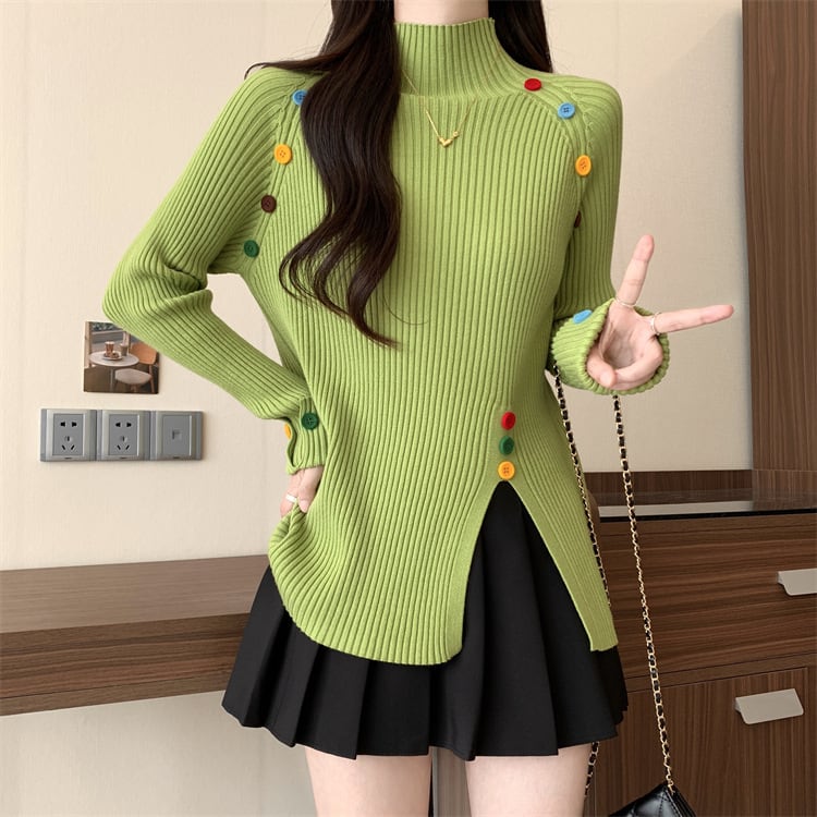 【tops】ボタンデザインニットトップス　M27823