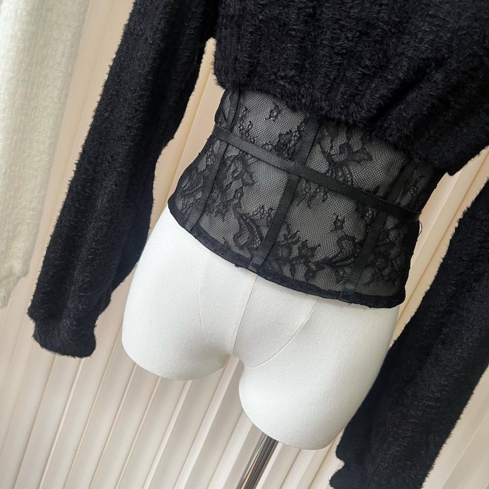 【tops】レース切り替えニットトップス　M27997