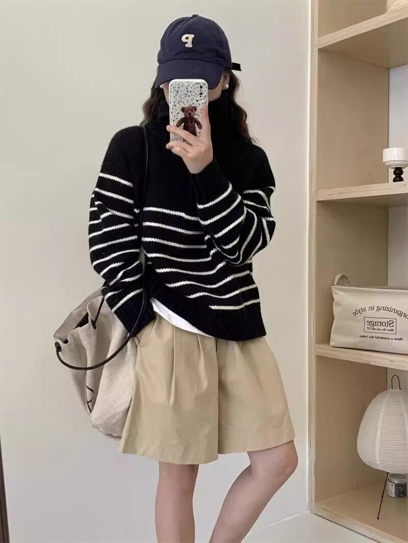 【tops】ボーダー柄ニットセーター　M27250