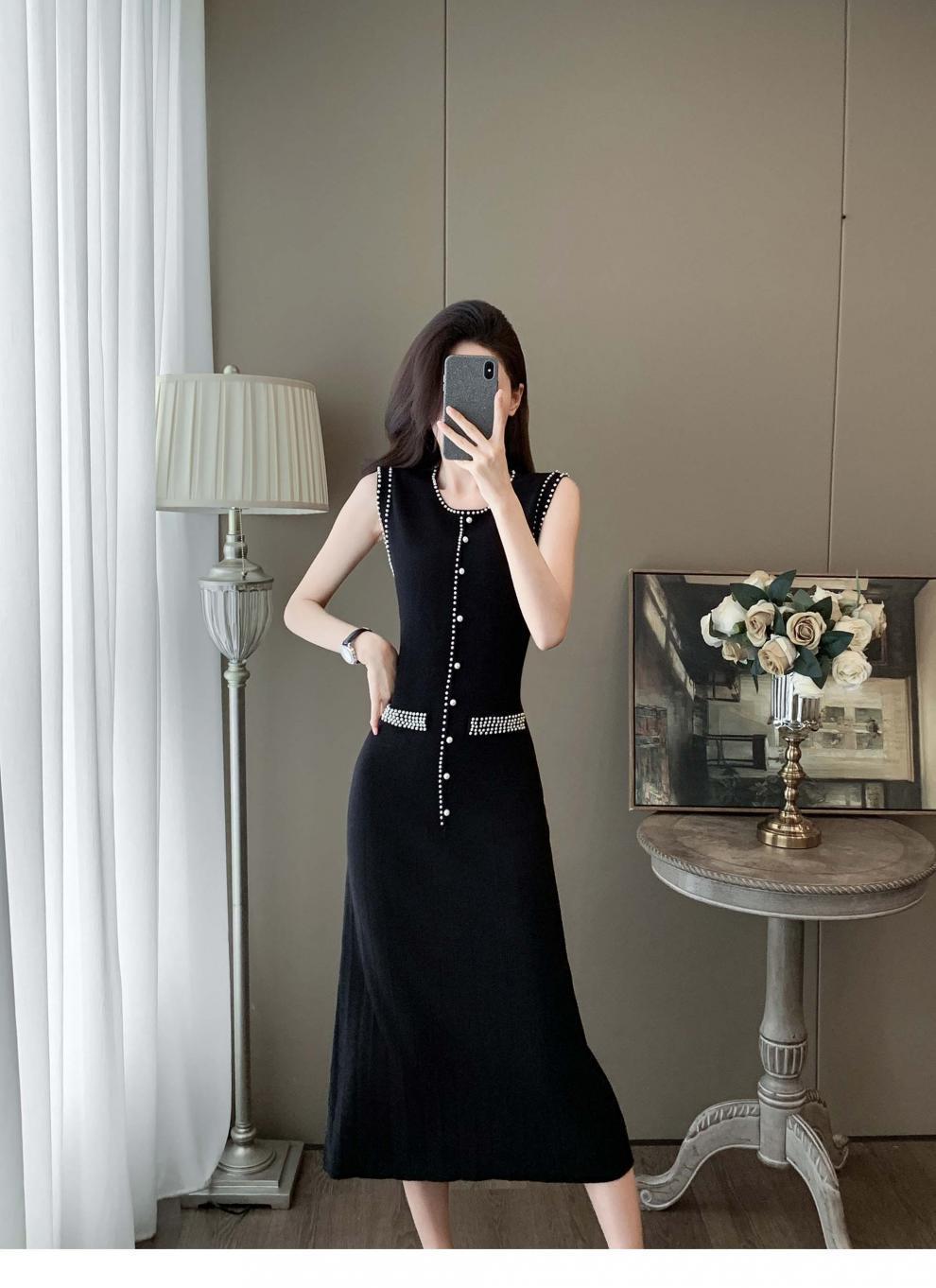 【dress】パールノースリーブニットワンピース　M24911