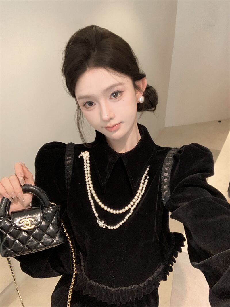 【set】ベルベットトップス×ショートパンツセット　M29464