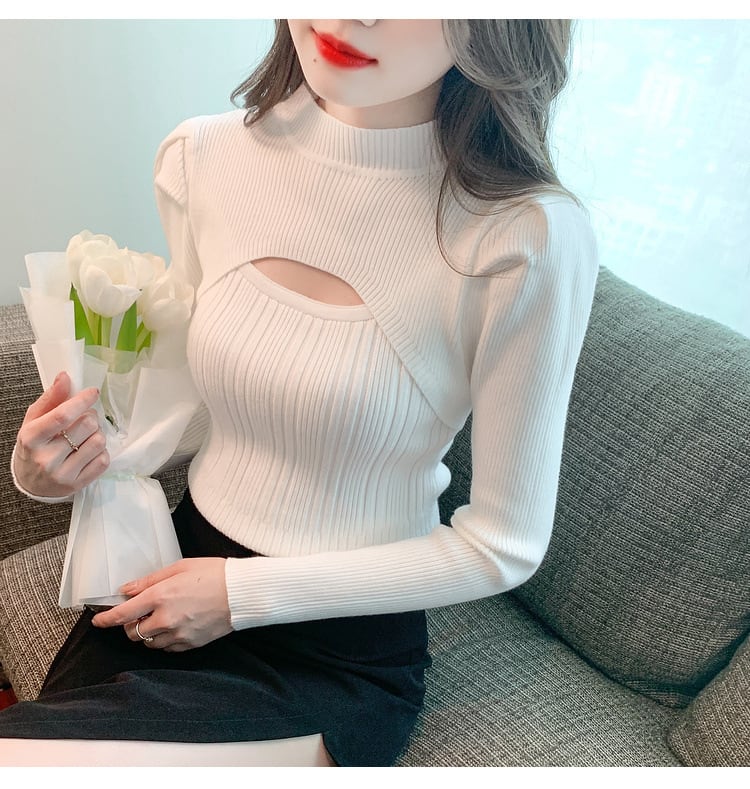 【tops】カットワークニットトップス　M26209
