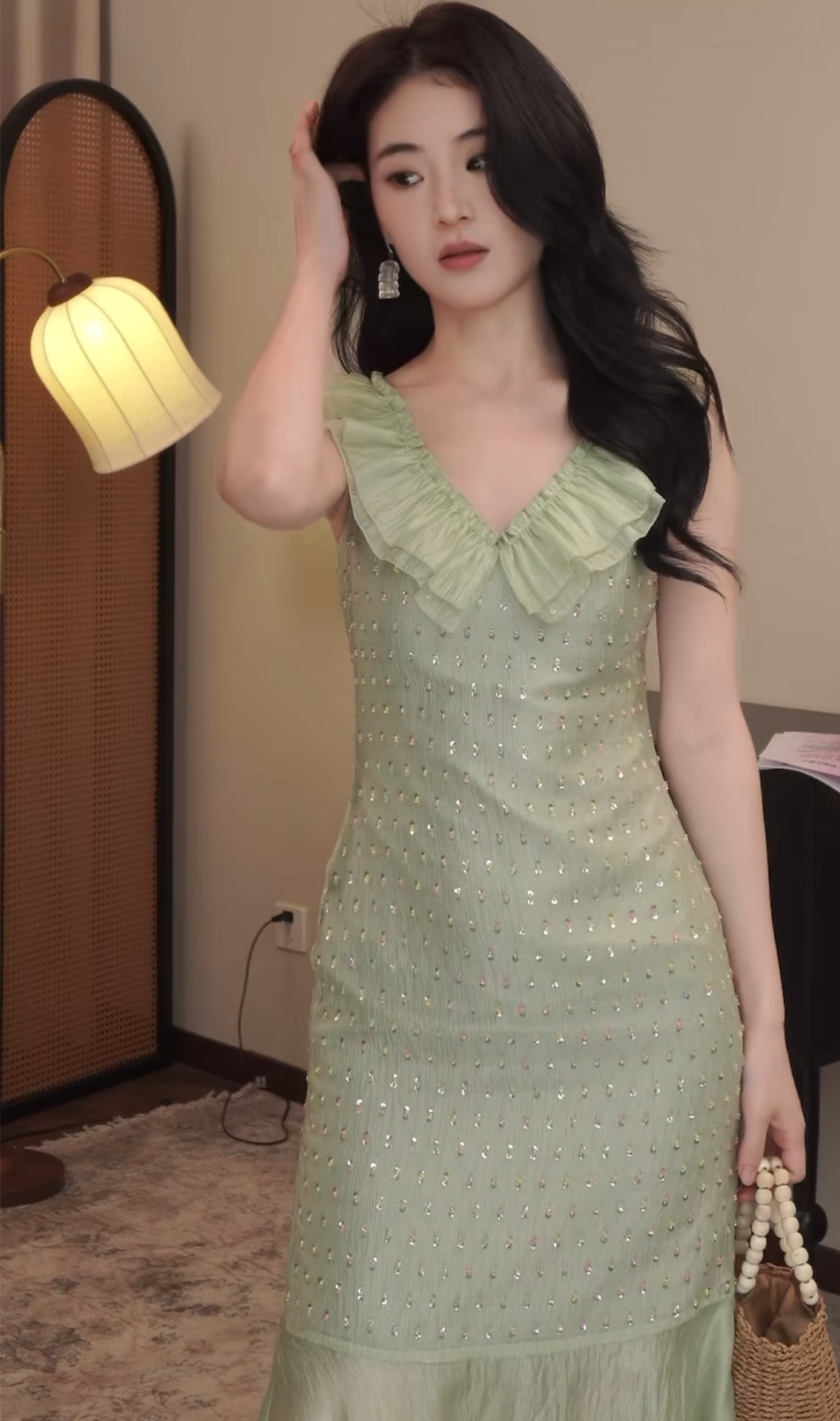 【dress】スパンコール付きマーメイドワンピース　N2987